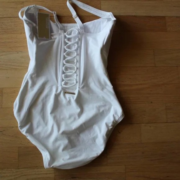 MICHAEL KORS BACK LACE UP ONE PIECE SWIMSUIT WHITE SWIMWEAR SIZE 8, 14 new!!! - Picture 14 of 16